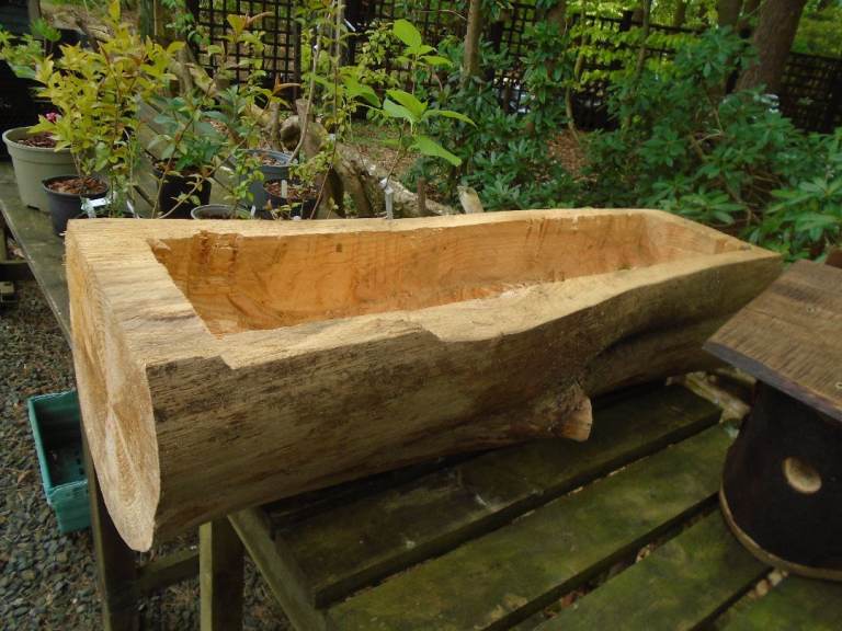 LARGE LOG BIRD BATH , PLANTER
