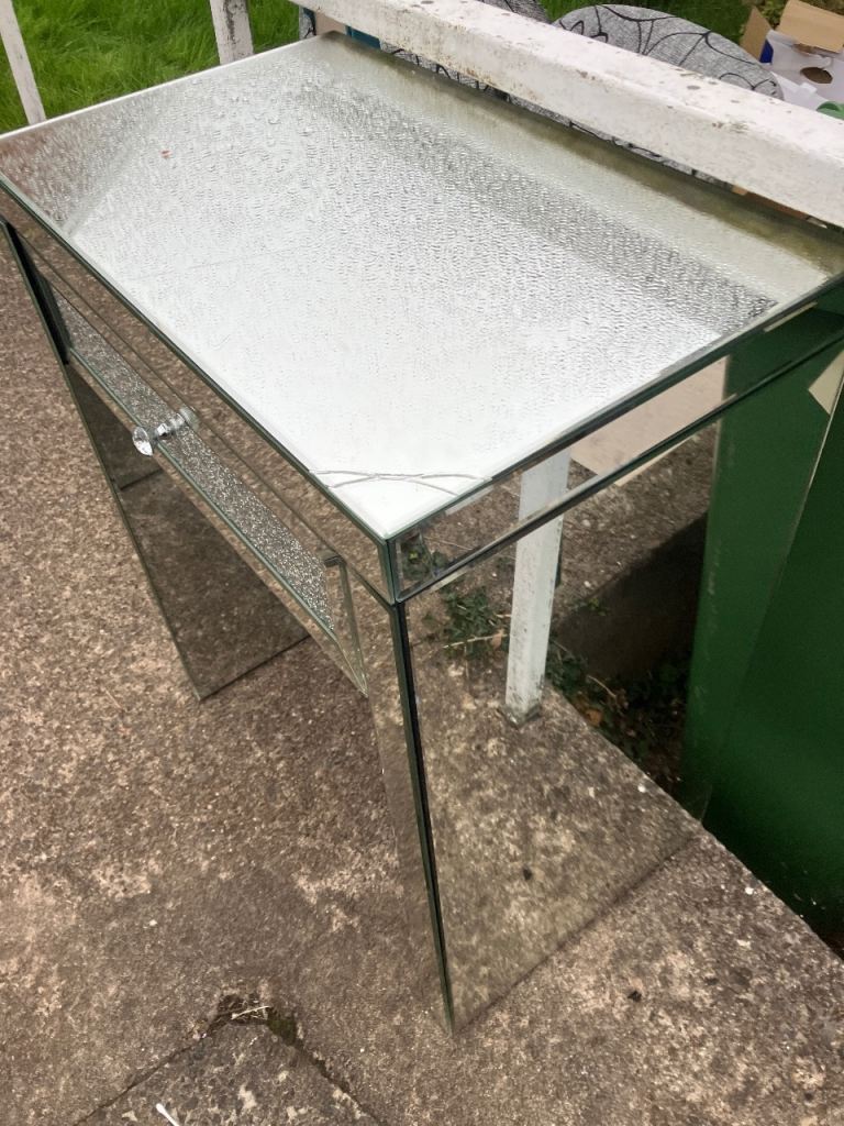 Mirrored Bedside Table with Drawer – Fair Condition
