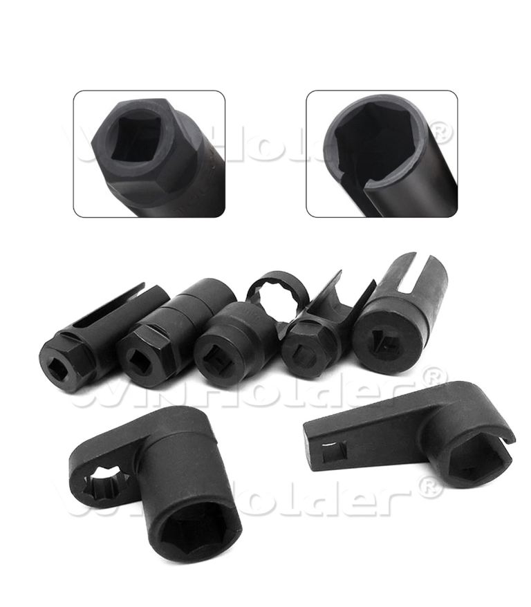 7PC OXYGEN LAMBDA SENSOR SOCKET REMOVAL SET TOOL KIT ENGINE 22/27/29MM w/Case