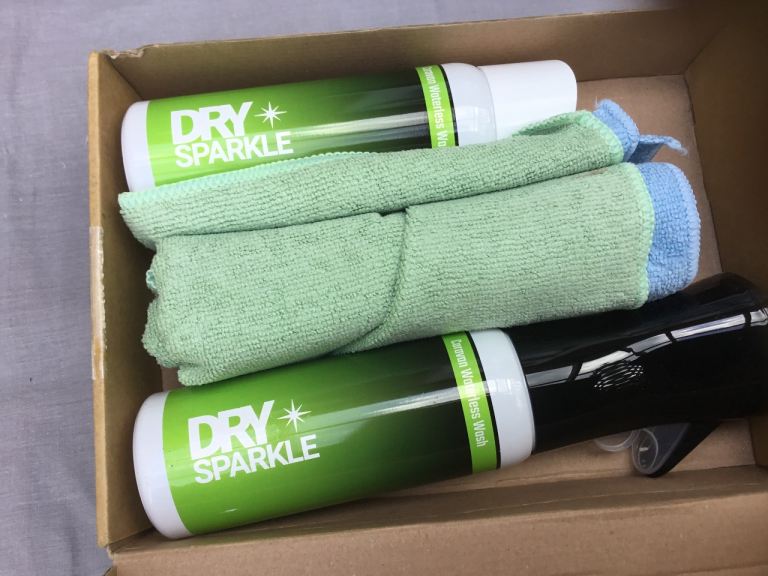Dry sparkle waterless caravan cleaner.