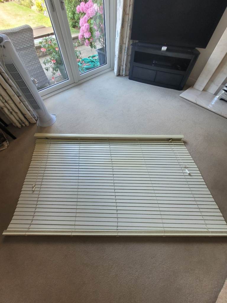 Two wooden blinds.