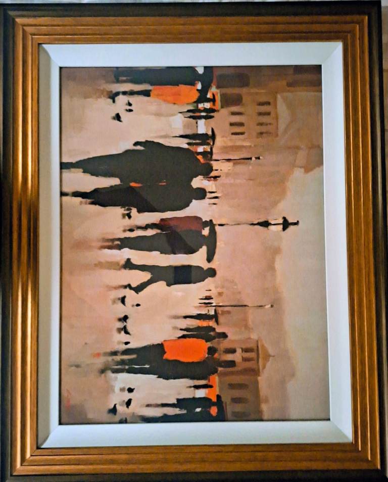 Large Framed Print – Abstract Crowd Scene