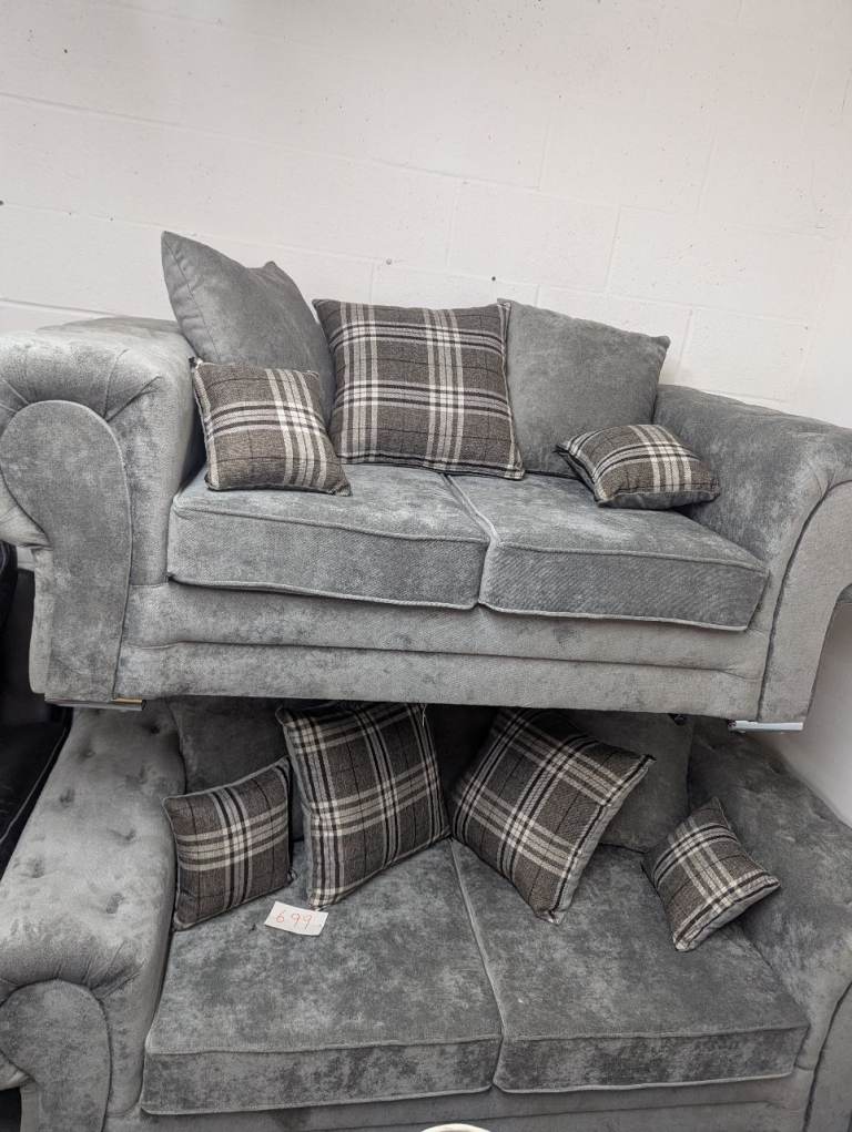Velvet-Style 3+ 2-Seater with Heritage Check Cushions £649__