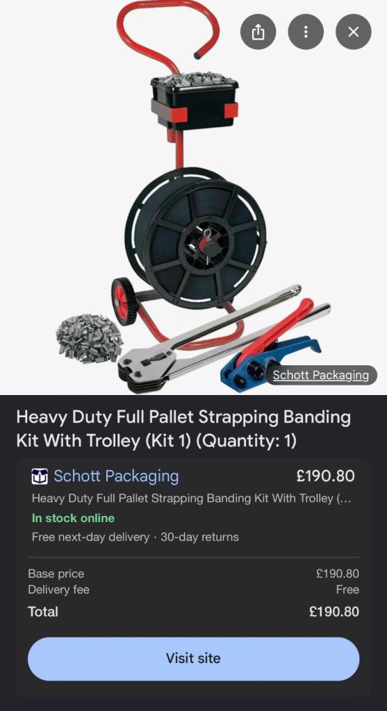 Heavy Duty Pallet Strapping Bading Kit with Trolley – New