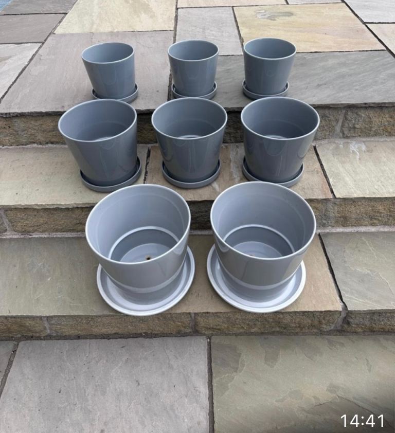 Grey Outdoor Ceramic Pots 