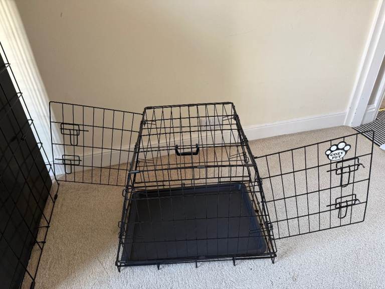 Cozy Pet Pet Crate - angled front and rear for use in car