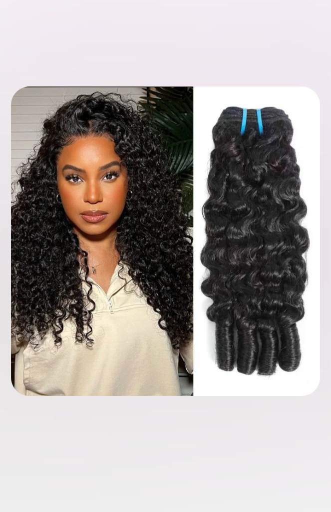 Geogroket Burmese Curly Human Hair Bundle, Natural Color, 18 Inch