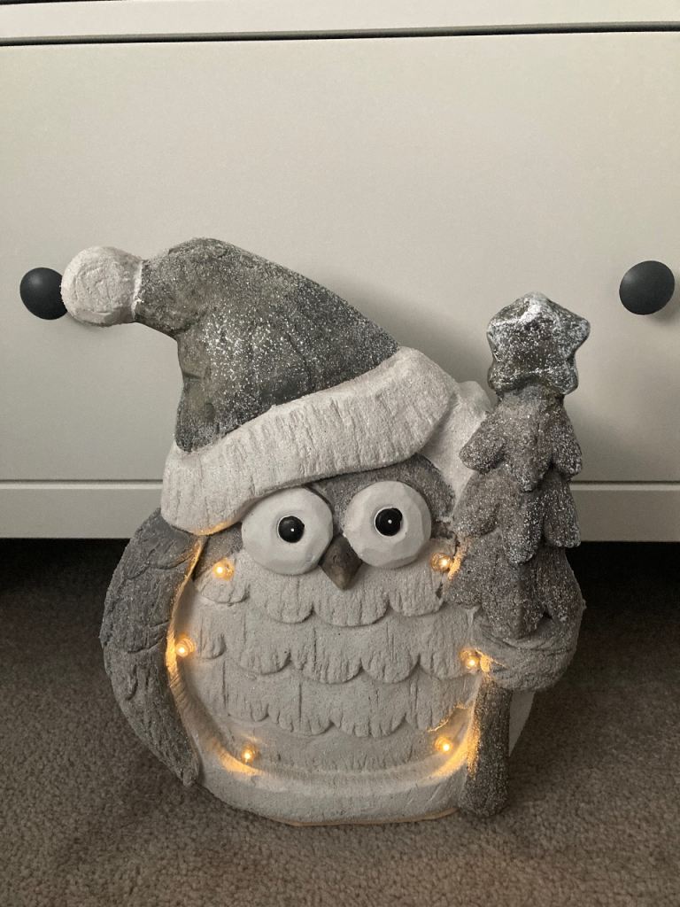 ceramic christmas light up owl