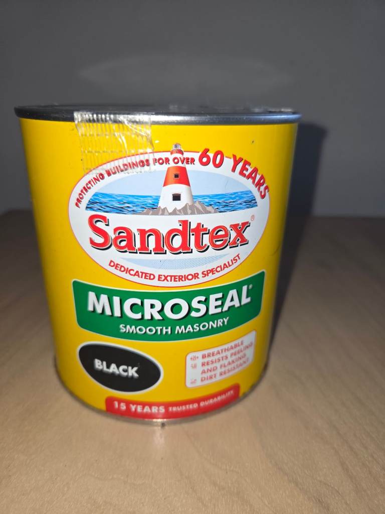 Sandtex Microseal Smooth Masonry Paint - Black - 1 Litre - Unopened