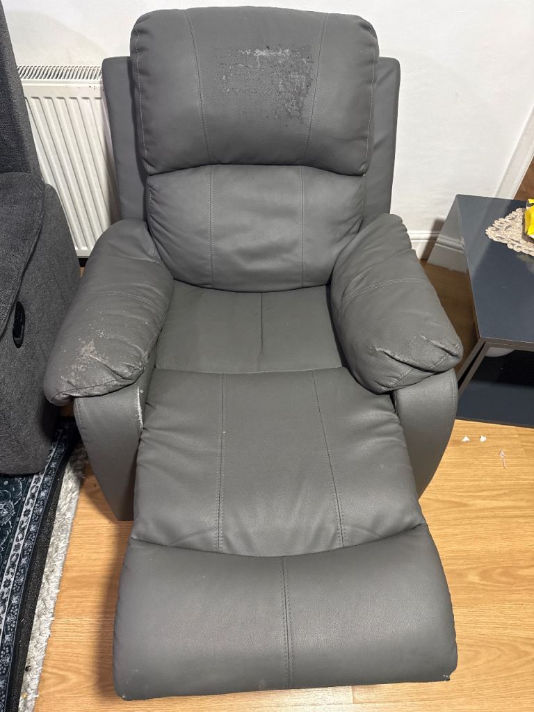 FREE Recliner single leather sofa grey colour