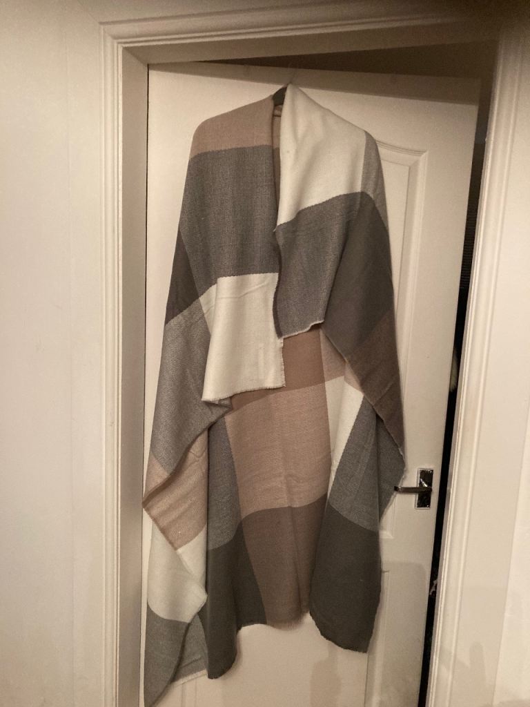 ASOS Ladies multi coloured wrap. Grey cream and light brown. One size