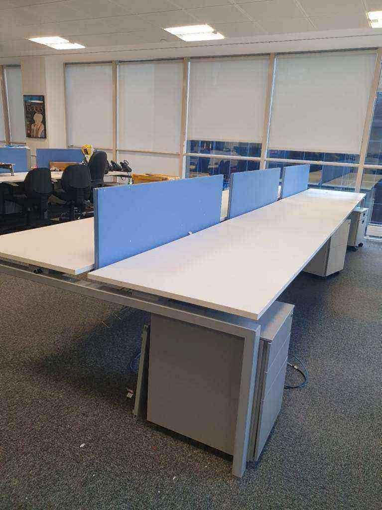 Furnished office sets furniture desk computer pod bank table chair drawers job lot bundle