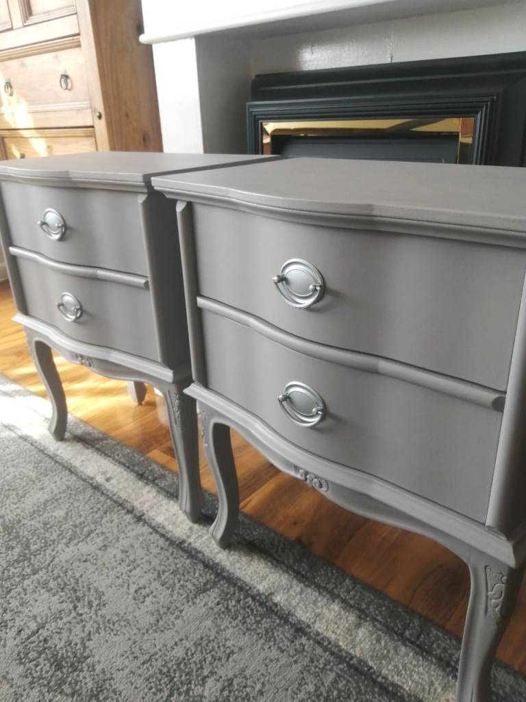 Grey wooden French Style Bedside tables 