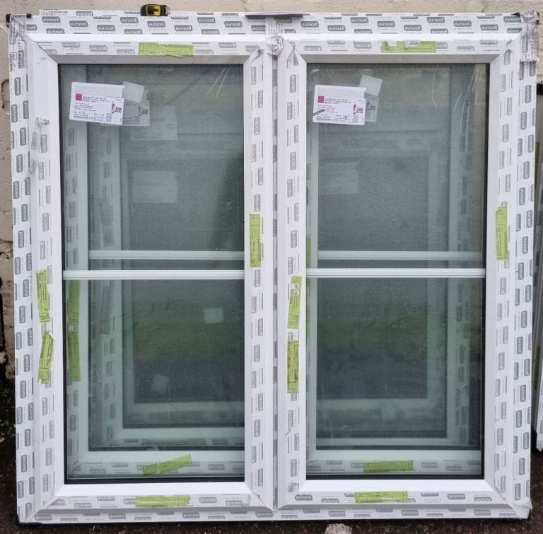 New UPVC Double Glazed White Window 1355mm W x 1325mm H Clear Glass #151