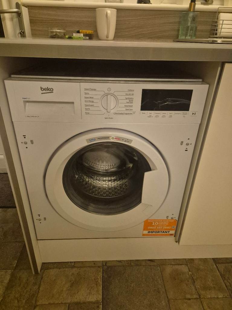 Beko WTIK94121F Integrated Washing Machine, w
