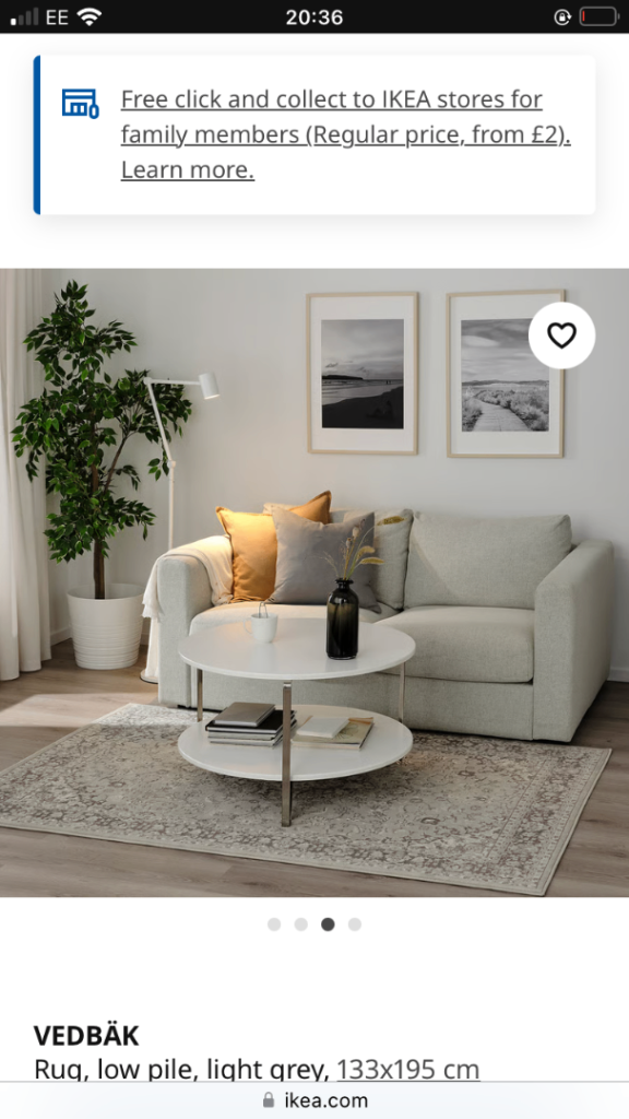 ikea vedbak light grey brand new rug