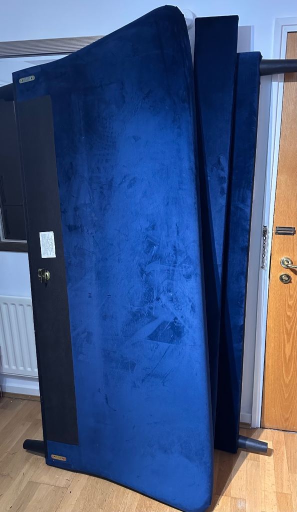 LUXURY BLUE VELVET SUPER KING BED FRAME WITH HEADBOARD Disassembled, in immaculate Condition 