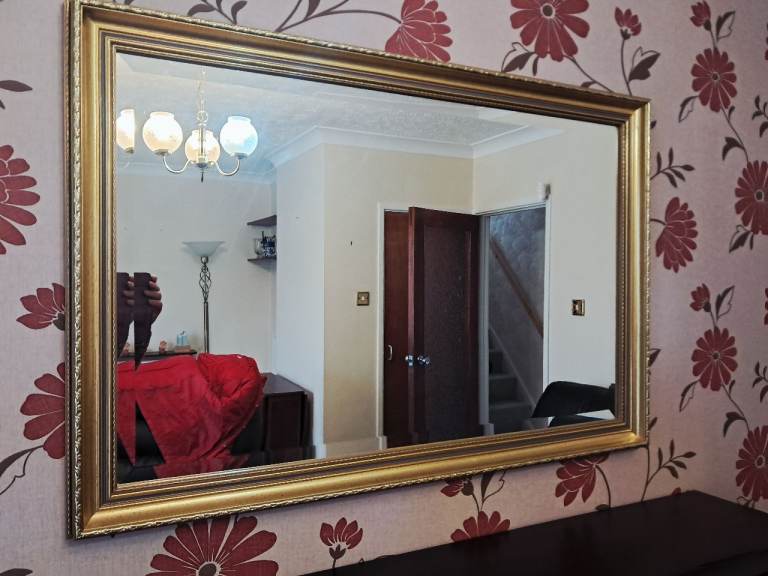 Vintage Wall Mirror Gold Frame Mid Century 1970's