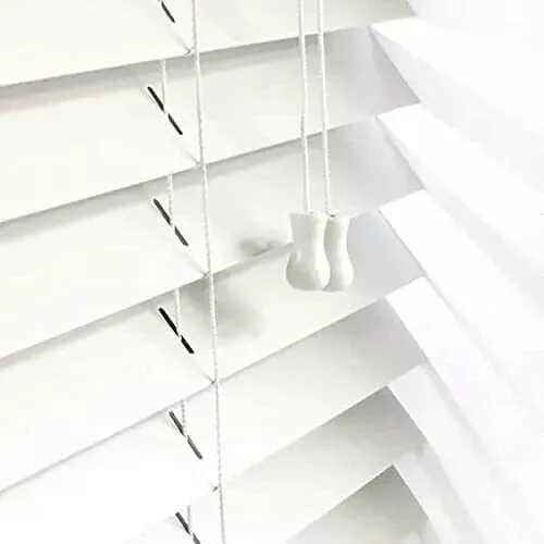 FAUX WOOD VENETIAN BLINDS FINE GRAINED 50MM ULTRA WHITE W175cm Wide L100cm Drop