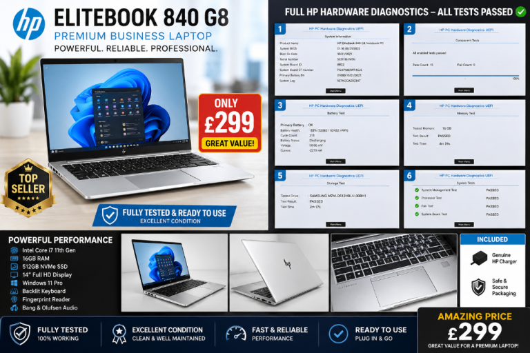 HP EliteBook 840 G8 Premium Business Laptop — i7 11th Gen • 16 GB RAM • 512 GB SSD — Top Seller!