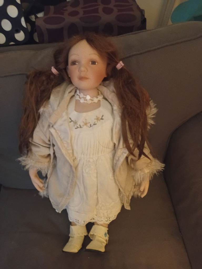 Alberon brown porcelain doll stamped 