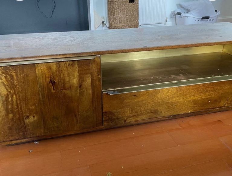 Swoon Wood And Brass TV Stand