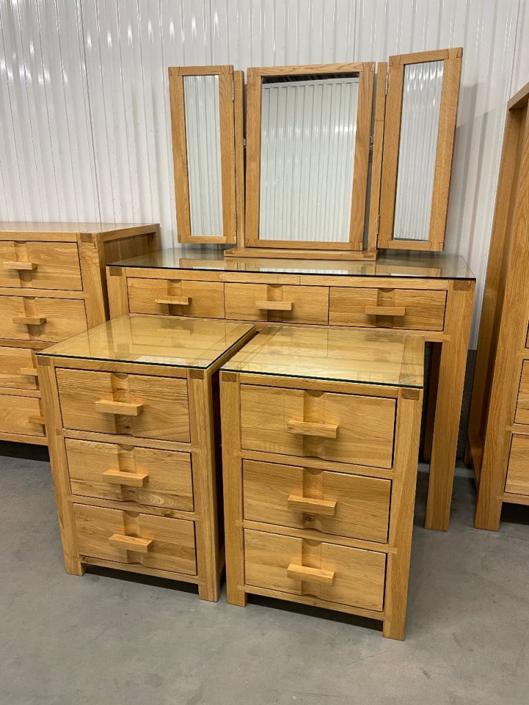 John Lewis solid oak bedroom furniture set pristine condition, used in showroom 