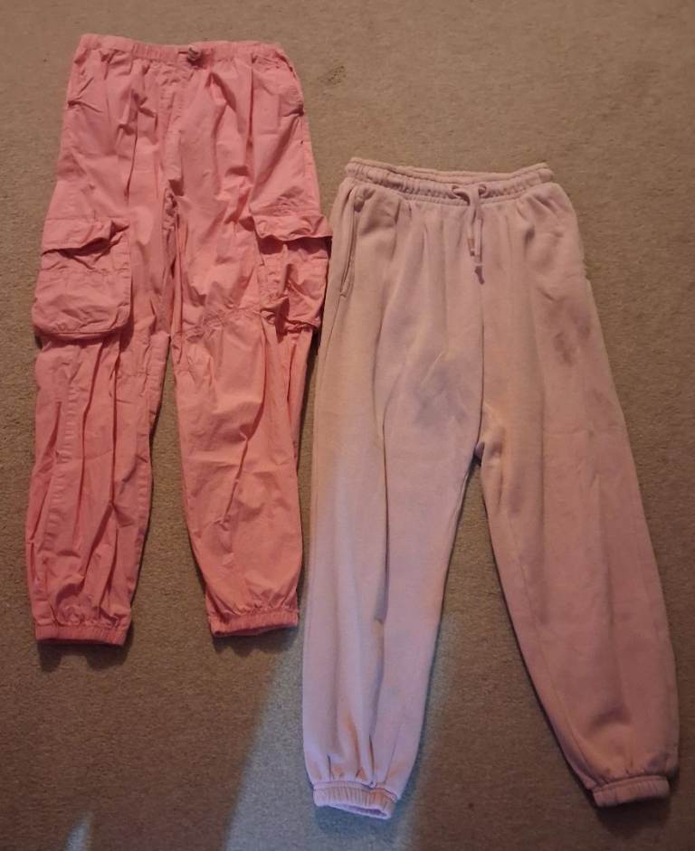X2 Pairs of Pink Joggers/Cargo Trousers (11-12yrs) – Good Condition