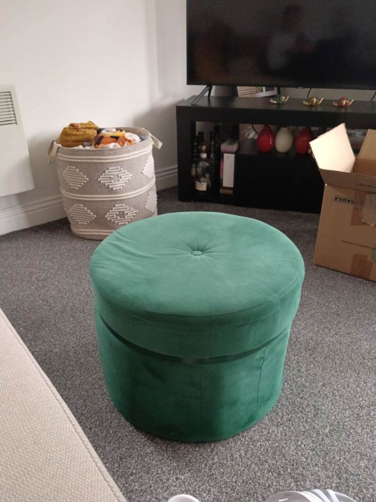 Free Green Velvet Footstool / Pouffe 