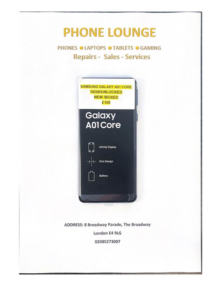 Samsung Galaxy A01 Core 16GB Unlocked - Brand New 