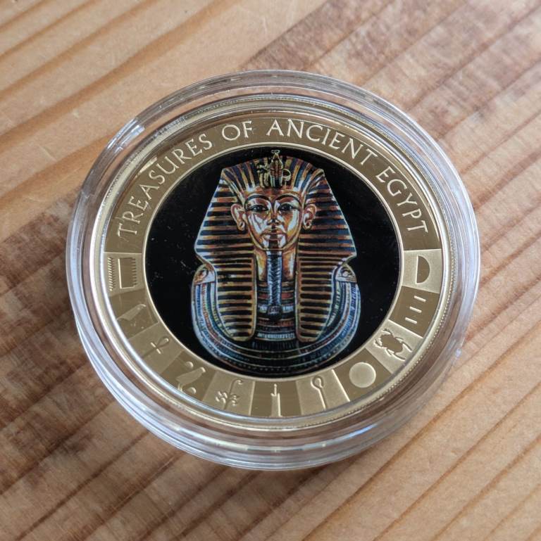 ♥NEW♥ $1 GOLD Plated ONE DOLLAR Tutankhamen Burial Mask - Cook Islands coin