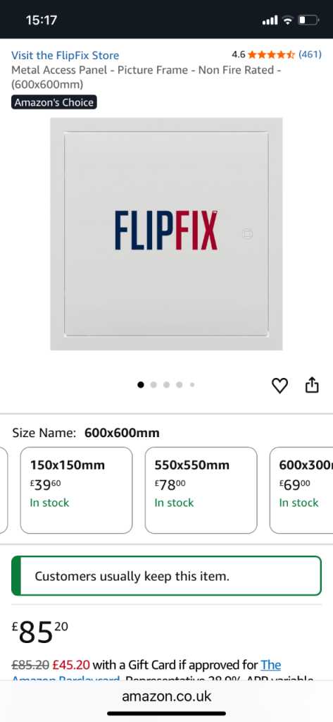 New FlipFix 600x600mm Metal Access Panel – Non Fire Rated
