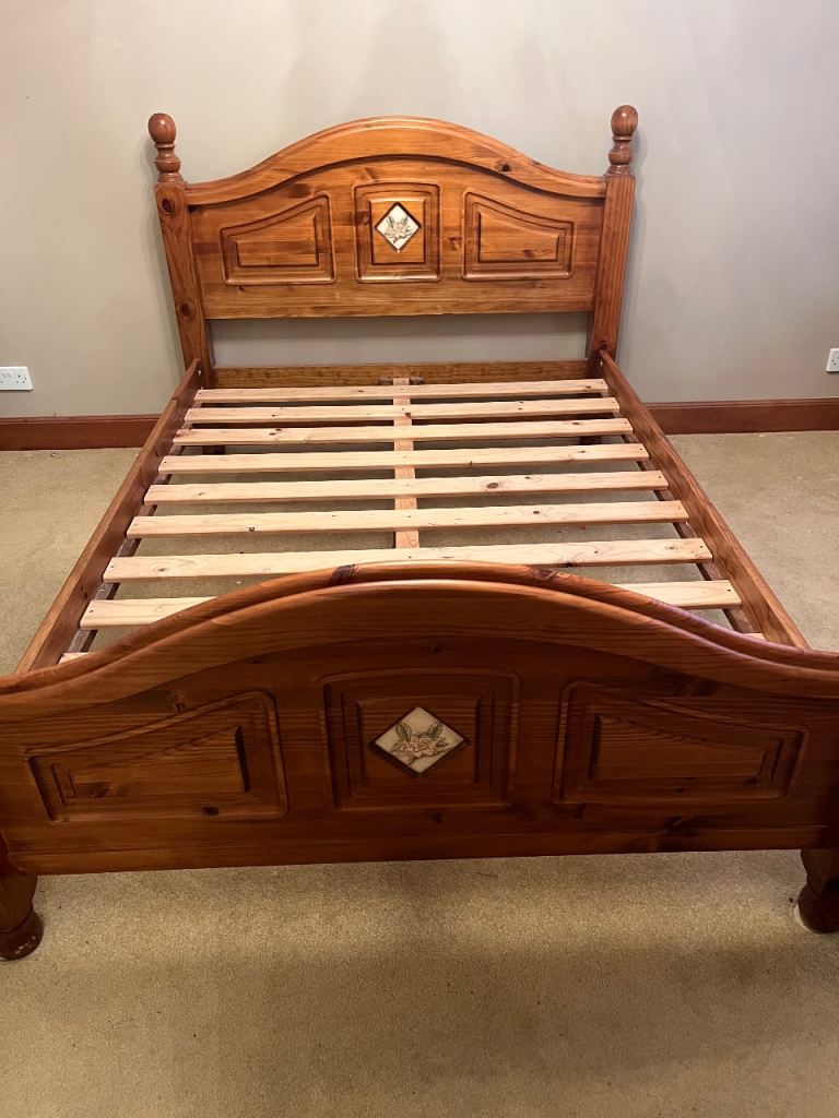 Pine double bed frame