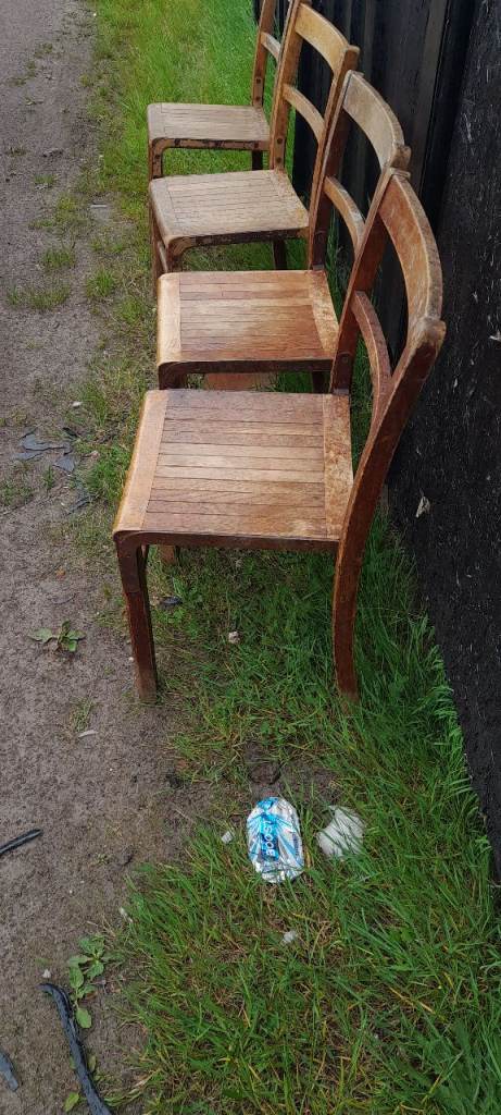 Four old school chairs 