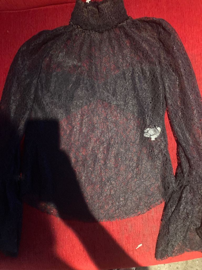 Stylish Black Sheer Lace High-Neck Top