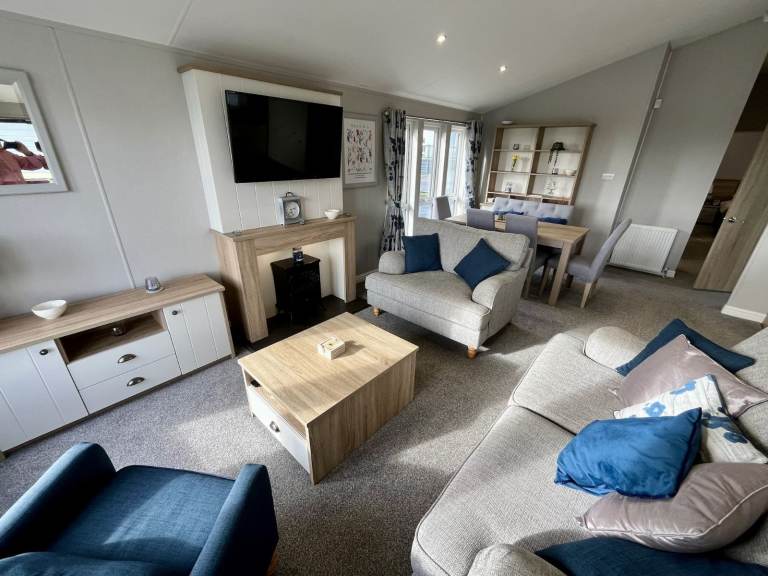 Luxury twin lodge for sale at Newquay Holiday Park, Cornwall TR8 4HS - Excellent condition