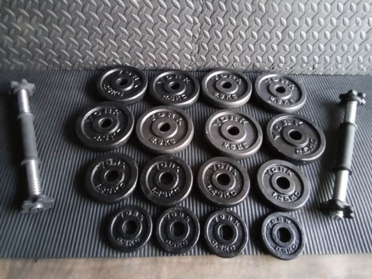 27KG Steel 1 Inch Weight Plates and Dumbbells