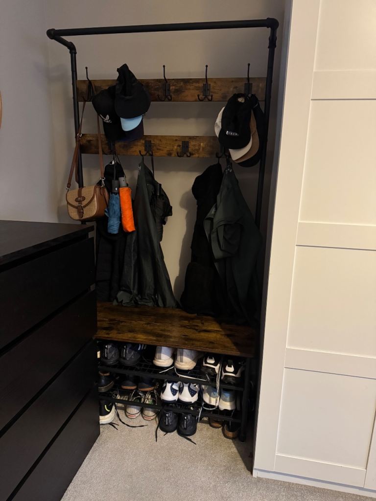 Wooden/Metal Coat Hanger Shoe Rack