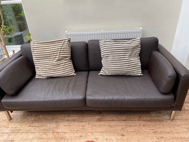  IKEA Sater brown leather sofa
