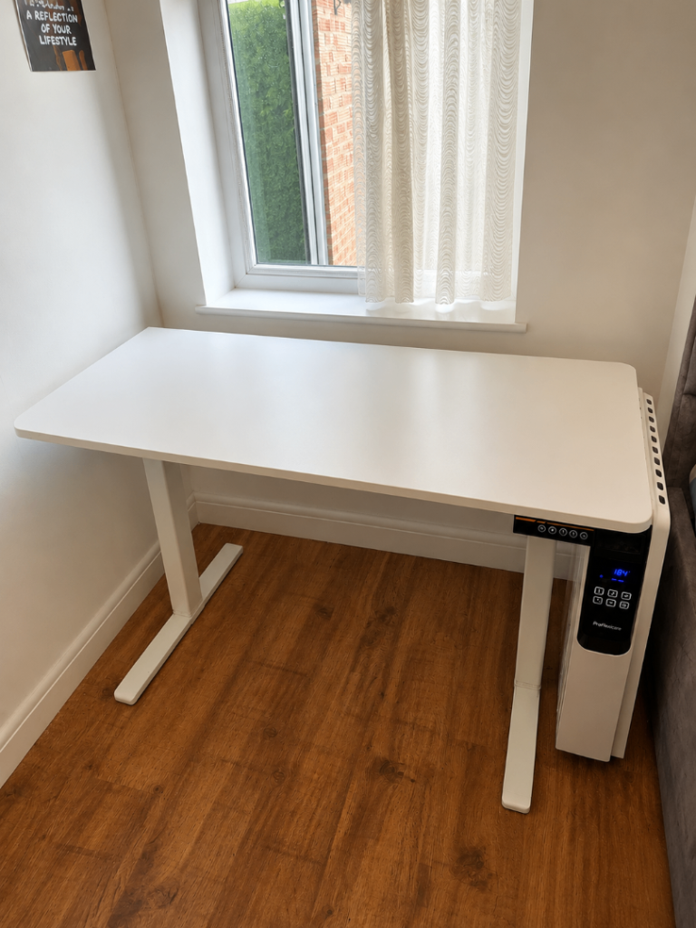 Electric Height Adjustable Standing Desk Setup – Premium Work From Home Station