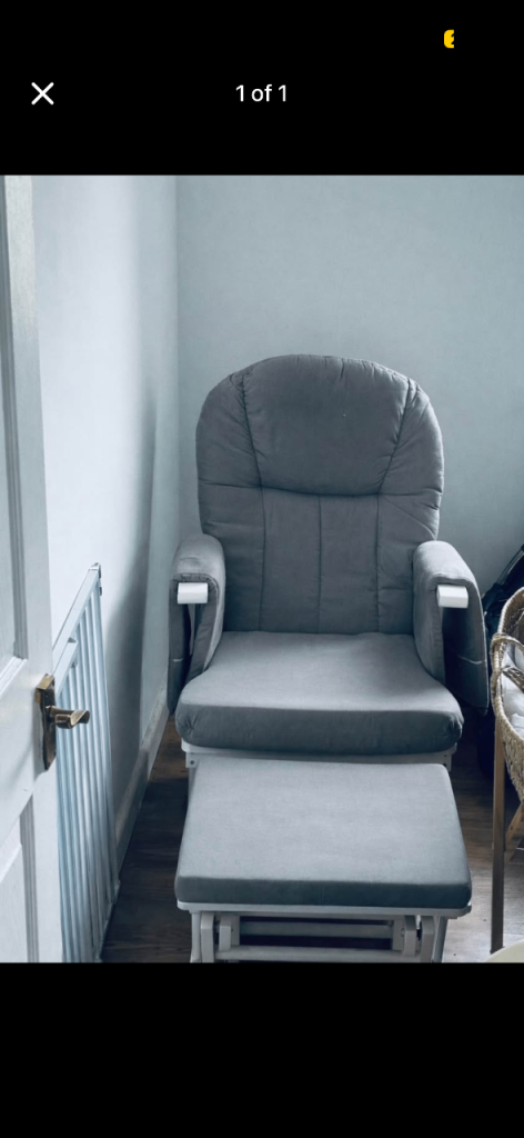 Nursing Chair and Footstool - Mothercare Best Seller - White/Grey