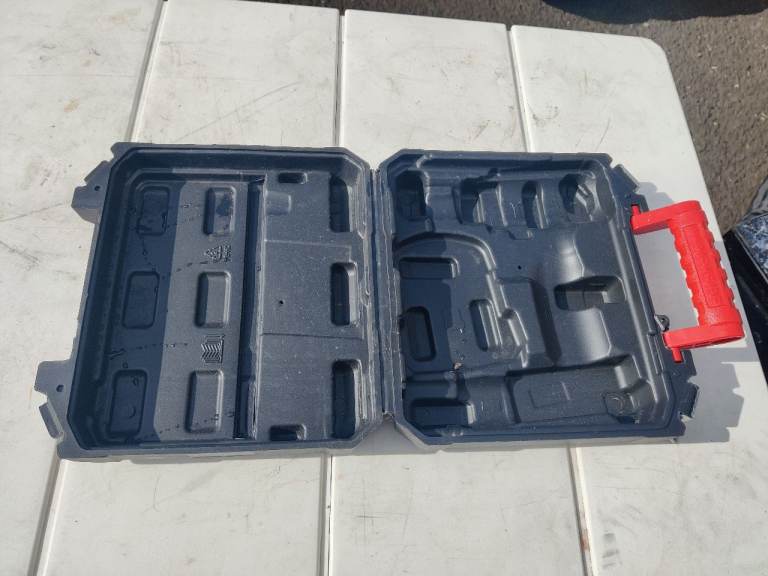 Black Plastic Tool Box / Carry Case with Red Handle