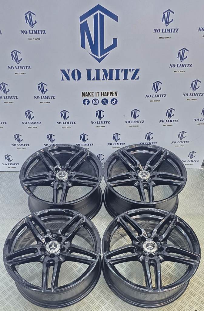 GENUINE MERCEDES 19" AMG E CLASS 5x112 STAGGERED GLOSS BLACK A2134012000 A2134012100
