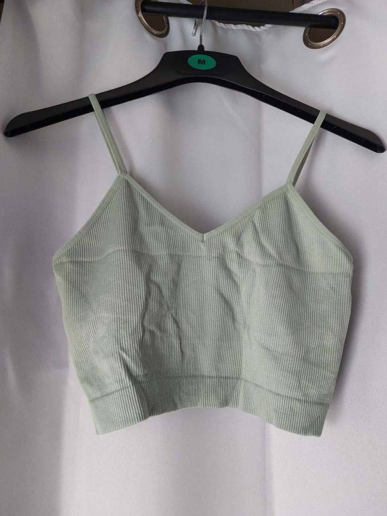 Light Green Ribbed Crop Top/Sports Bra