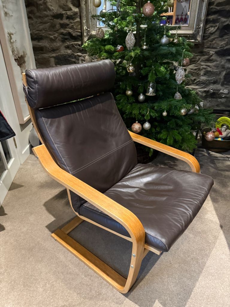 image for Leather Poang ikea chair. 