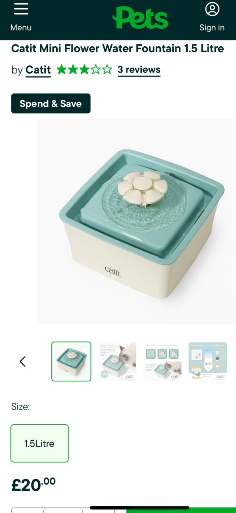 Cat water fountain 