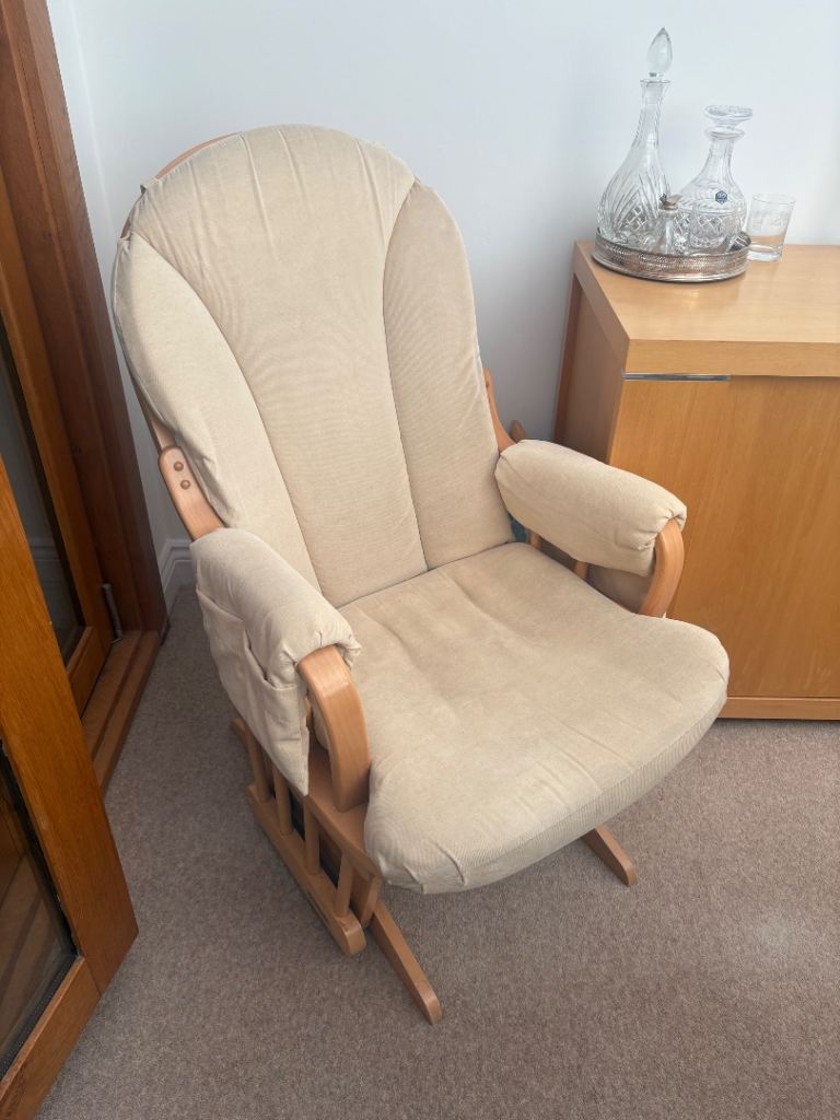 Dutailier Glider Rocking Chair with Footstool - Beige, Good Condition