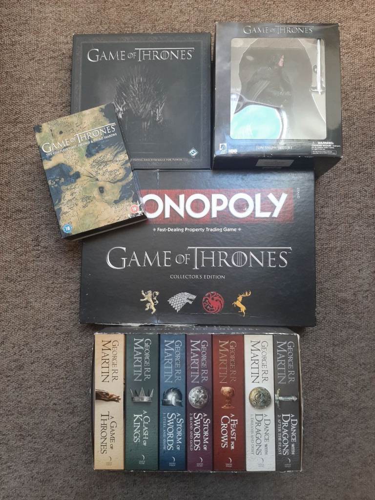 Game of Thrones Books, DVDs, and Monopoly Set