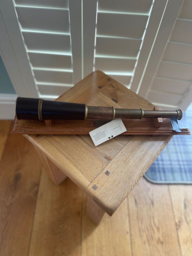 Decorative Brass Telescope on Wooden Stand