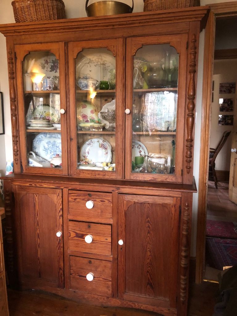 West Country Victorian dresser All original glass and china knobs .